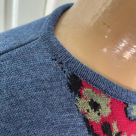 Oliver By Valentino Vintage Blue Paisley/Floral Unisex Sweater Size Large - Picture 13 of 15